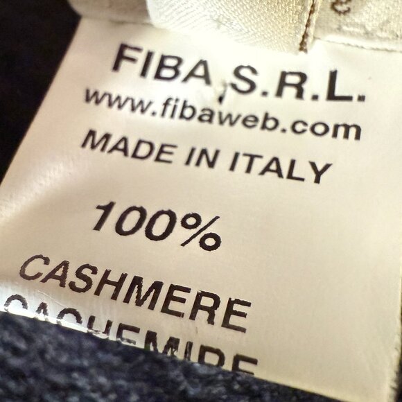 Maria Di Ripabianca Cashmere Button Down Cardigan Black with White Trim Sz 8 - Picture 3 of 7